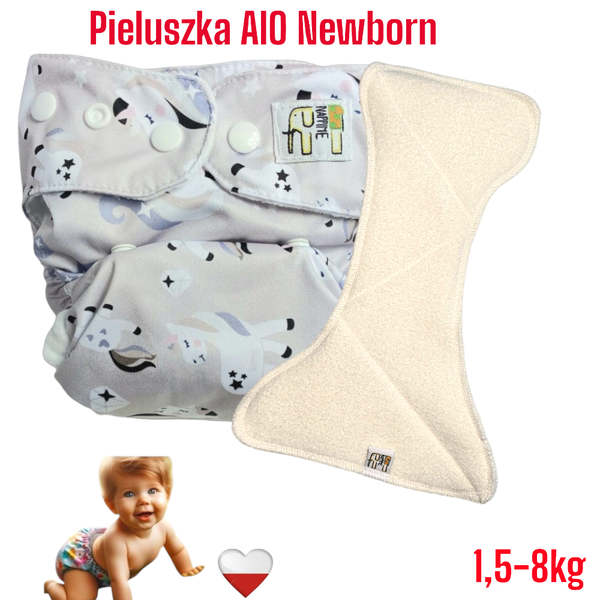 Pieluszka Wielorazowa AIO Newborn Kieszonka Coolmax JEDNOROŻCE