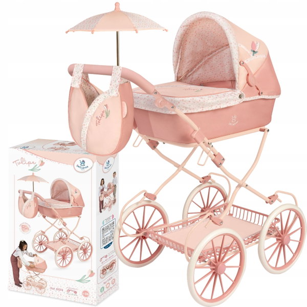 WÓZEK DLA LALEK z parasolką Tulipe DeCuevas Toys 81074