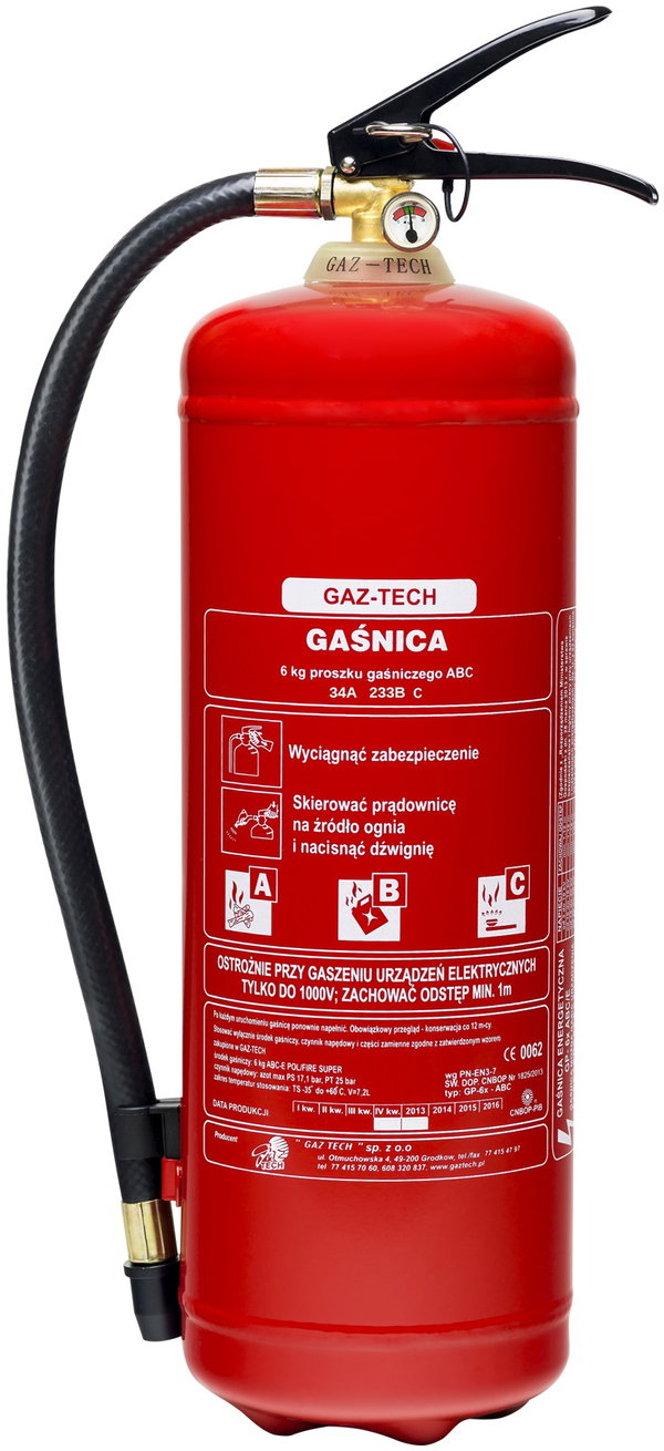 GAŚNICA PROSZKOWA 6KG - OGP 6X ABC/E