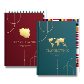 Zestaw prezentowy dzienniki podróży - Travelownik Polska i Świat + naklejki