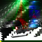 Laser Disco Stroboskop LED RGB z pilotem, zmiana efektów w rytm muzyki