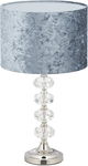 Relaxdays Lampa stołowa aksamitny abażur kryształowa E14 48x26 cm szara