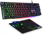Klawiatura gamingowa RBG z myszką i podkładką EMPIRE GAMING, niemiecka