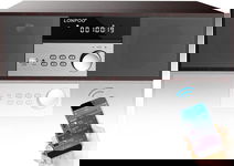LONPOO Kompaktowy zestaw stereo Drewno HiFi CD Bluetooth FM USB AUX