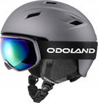 KASK NARCIARSKI SNOWBOARDOWY ODOLAND GOGLE NARCIARSKIE r. S 54-56CM SZARY