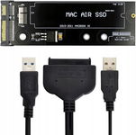 Kabel usb typ C, +dysk twardy kaseta do Air Pro 2010, czarny, zestaw.