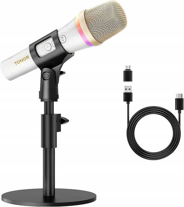 Mikrofon do Komputera / PS5 / Android / Iphone RGB Streaming ze Stojakiem