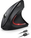 Bezprzewodowa Mysz Ergonomiczna 2,4 GHz 4800 DPI LED USB-C czarna