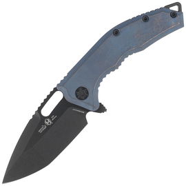 Nóż składany Heretic Medusa Manual T/E Antique Blue Titanium, Black DLC
