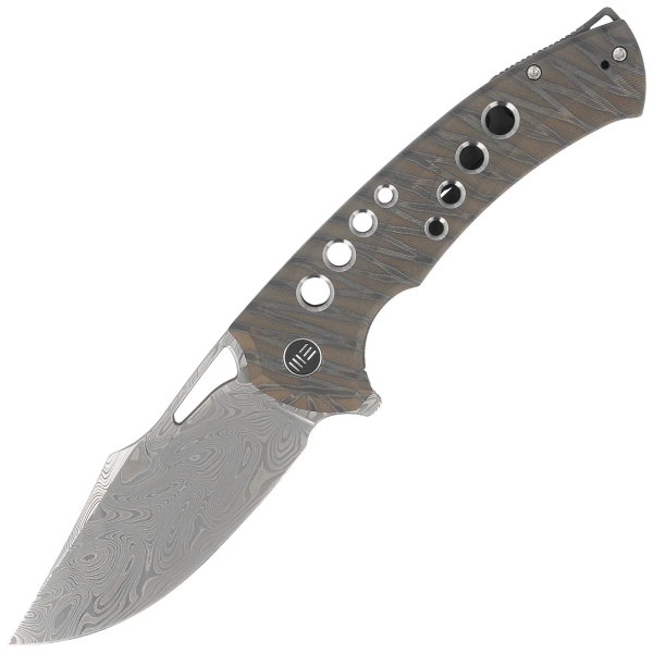 Nóż składany WeKnife Swiftfin Tiger Stripe Titanium, Damasteel Thor