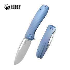 Nóż składany Kubey Supercell Blue Titanium, Stonewashed 14C28N by K.C. (KU353B)