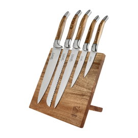 Komplet noży Laguiole Olive Wood z blokiem magnetycznym
