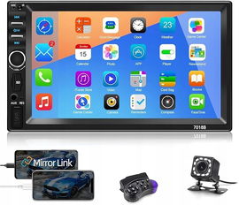 Radio samochodowe 2DIN + Kamera cofania 7" Mirror Link Bluetooth USB FM