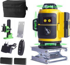 POZIOMICA LASEROWA LASER KRZYŻOWY 360 4D 16 LINII PILOT STATYW 2x6000mAh