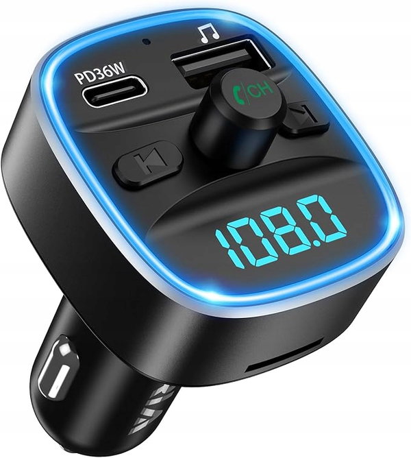 Transmiter ORIA Bluetooth 5.3 FM PD 36W LED Głośnomówiący USB SD