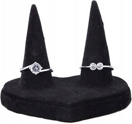 Ekspozytor, stojak podwójny na pierścionki w kształcie serca, aksamitny