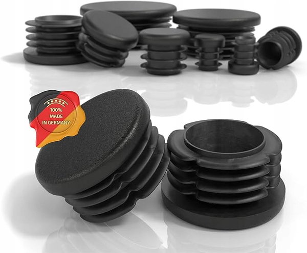 Zatyczki lamelowe okrągłe 40 mm 4 szt. czarne zaślepki do rur PE