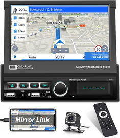 Radio 1DIN 7" BT Głośnomówiące + Kamera + MirrorLink + USB/AUX Hikity