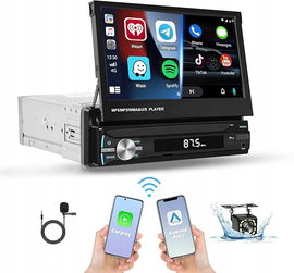 Hikity 1DIN Radio 7" CarPlay Android Auto BT SWC USB AUX - !! OPIS !!
