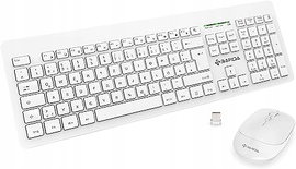 Bezprzewodowy zestaw QWERTY DE klawiatura i mysz, 2.4G, cicha, 108 klawiszy