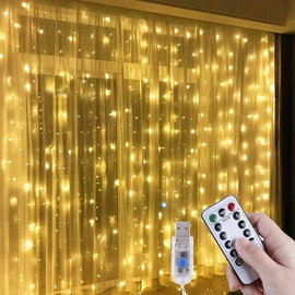 Girlanda Świetlna LED 300 Diod 3x3m, Ciepła Biel 8 Trybów USB Kurtyna ANPRO