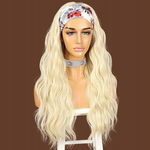 Peruka damska kręcone blond długie włosy syntetyczna 150% gęstości 66 cm