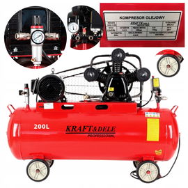 SPRĘŻARKA KOMPRESOR OLEJOWY 200L 5,6KM 400V 3 TŁOKI KRAFT SEPARATOR KD1474