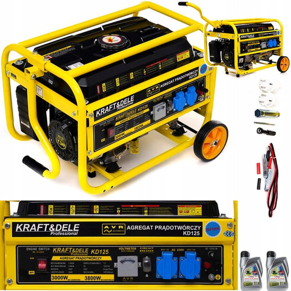 AGREGAT PRĄDOTWÓRCZY GENERATOR PRZENOŚNY 1 FAZA Kraft 3800W 12/230V benzyna