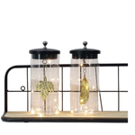 Lampa stołowa dekoracyjna z wiszącym liściem i piórem bezprzewodowa 18cm