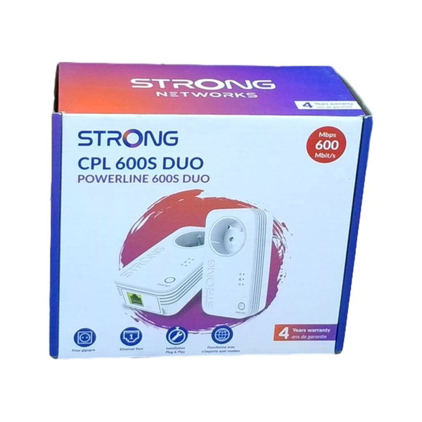 Strong CPL AV600 Transmitter Powerline Zintegrowane Gniazdko Kit 2szt Ethernet
