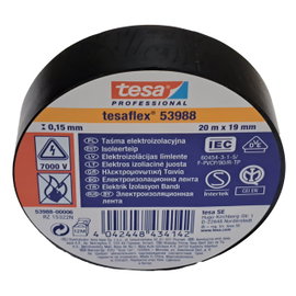 Taśma izolacyjna Tesa tesaflex 53988 PVC czarna 20 m x 19 mm