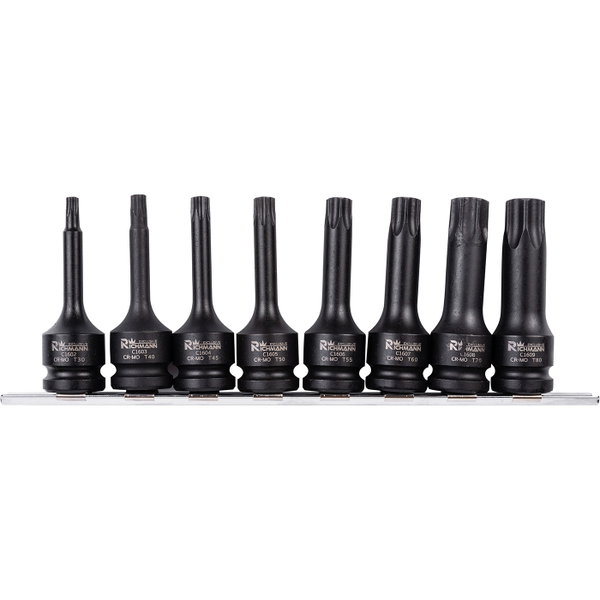 Listwa udarowa z bitami Torx T30-T80 78 mm 1/2", 8 elem.