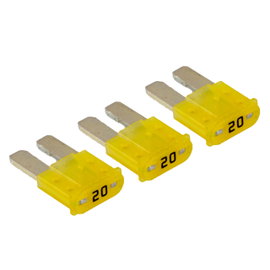Bezpieczniki samochodowe Littelfuse Micro2 20 A, płytkowe 9 mm, 3 szt.