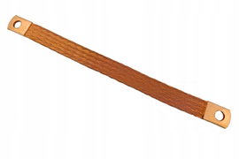Plecionka masowa miedziana 430 mm – przewód masowy, otwory 8 mm, szerokość 15 mm
