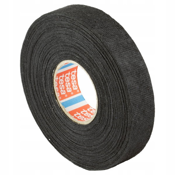 Tesa Taśma Izolacyjna Parciana z Meszkiem Mocna Odporna Czarna 25m x 19mm