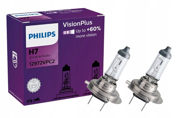 ŻARÓWKA H7 PHILIPS VISIONPLUS +60% DUO 2SZT