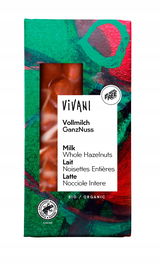 Czekolada Mleczna Z Całymi Orzechami Laskowymi Bio 100 G - Vivani