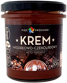 Krem Migdałowo - Czekoladowy Bez Dodatku Cukrów Bezglutenowy Keto 300 G - P