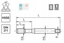 GWINTOWNIK MASZYN. M10L LEWY DIN-371C HSSE