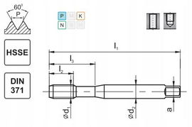 GWINTOWNIK MASZYN. M6L LEWY DIN-371C HSSE 800