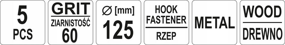 KRĄŻKI ŚCIERNE Z RZEPEM 125mm P60 5SZT.