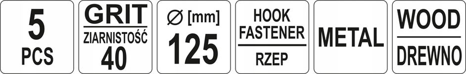 KRĄŻKI ŚCIERNE Z RZEPEM 125mm P40 5SZT.