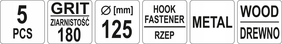 KRĄŻKI ŚCIERNE Z RZEPEM 125mm P180 5SZT.