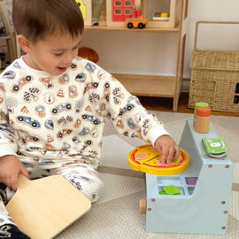 DLA DZIECI  PIZZERIA DREWNIANY PIEC DO PIZZY AKCESORIA