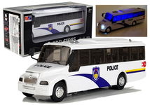 BIAŁY MODEL AUTOBUSU BUS POLICYJNY ŚWIECI