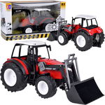 CZERWONY TRAKTOR Z RUCHOMYM RAMIENIEMDUZYMI KOŁAMI