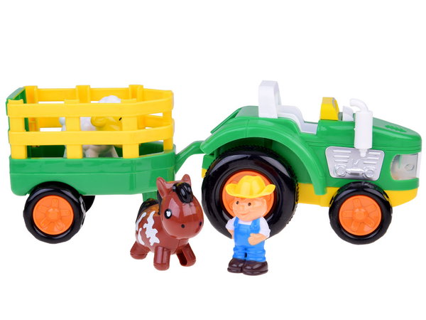 ZESTAW TRAKTOR Z PRZYCZEPĄ I ZWIERZĄTKA DŹWIĘKI