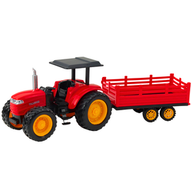 ZDALNIE STEROWANY TRAKTOR FARMERSKI Z PRZYCZEPĄ   CZERWONY