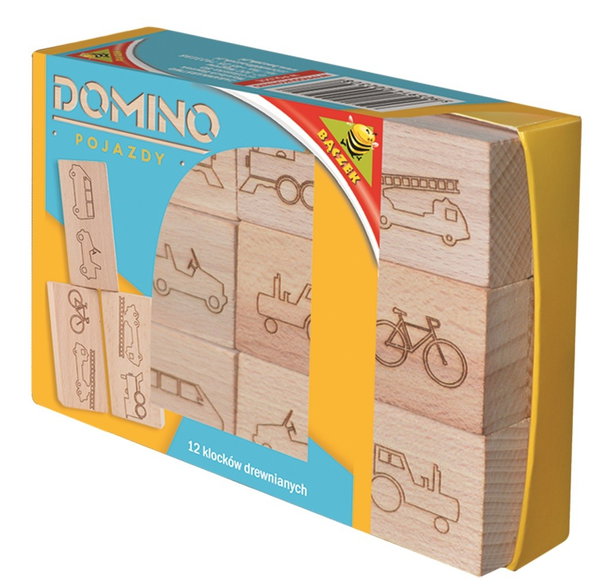 DLA DZIECI DOMINO DREWNIANE -POJAZDY