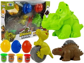 DINOZAURY CIASTOLINA JAJKA FOREMKA 12 ELEMENTÓW 4 KOLORY